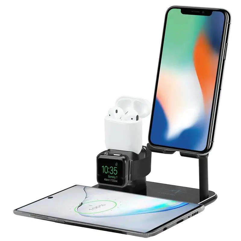 Четыре в одном Подставка для зарядки из алюминиевого сплава подходит Apple Samsung Watch