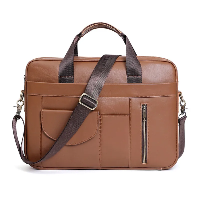 

Multi-functional Briefcase Men's Leather Handbag Casual Fashion 15.6" Crossbody Computer Bag Men's Genuine Leather Laptop Bag