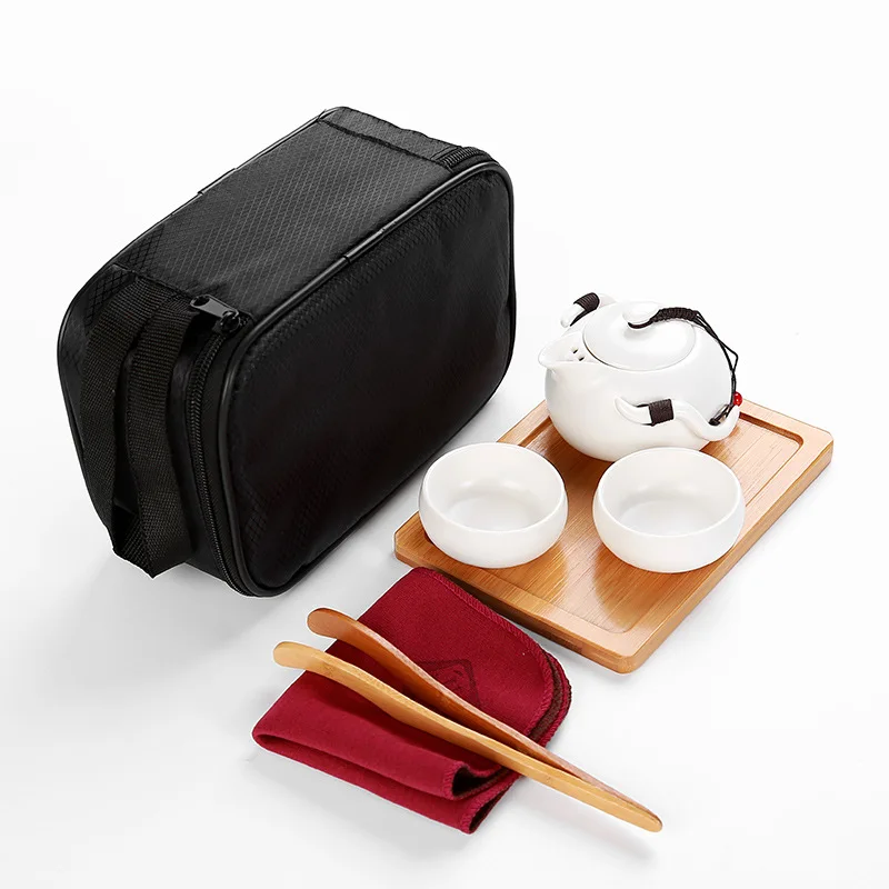 1 горшок 2/4 чашек, керамический чайник Gaiwan, чайная чашка для пуэр, китайский чайный горшок, портативный чайный набор, посуда для напитков с пакетами, чашки - Цвет: White 1 Pot 2 Cups
