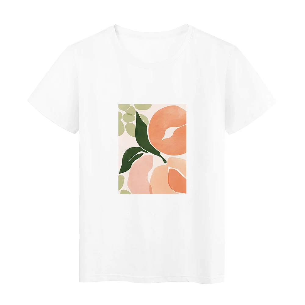 

Casual T Shirt Women Cartoon Peach Kawaii Clothes 90S Kpop Fashion Style Urban Hipster White Top Grunge Aesthetic Free Shipping