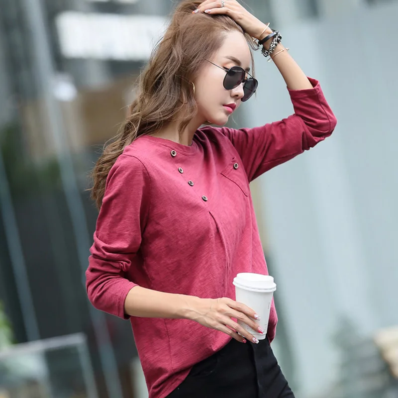 Женская футболка BOBOKATEER хлопковая с длинным рукавом оверсайз 2020 | одежда