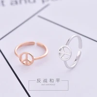 new style design anti war peace logo men women ring simple personality adjustable trend men women motorcycle party jewelry