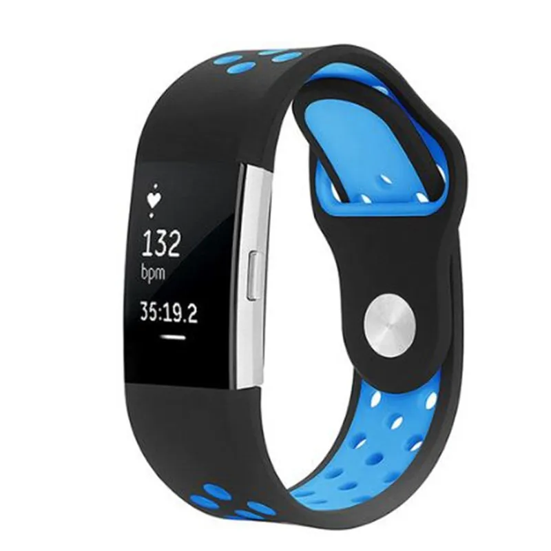black blue Спортивные часы ремешок для FitBit Charge 2 Силиконовый Браслет ремешок для Charge 2 браслет умные Браслеты Аксессуары - Цвет ремешка: black blue