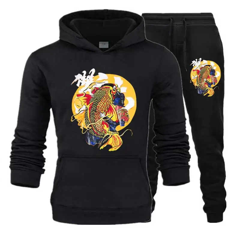 Мужские комплекты Dragon Прямая поставка толстовка + штаны в стиле Харадзюку