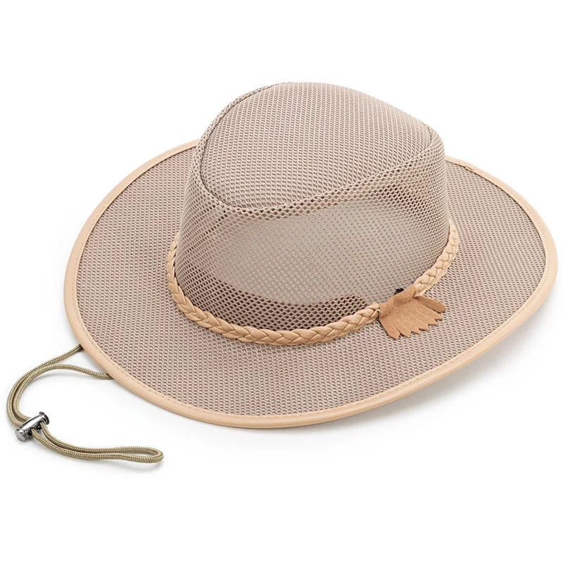 

Adult Summer Wide Brim Full Mesh Cowboy Hats Women Beach Sun Cap Male Thin Panama Hats Men Big Size Fedora Hat 56-60cm