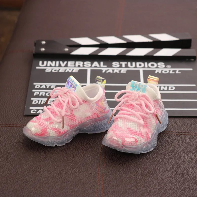 Кроссовки для мальчиков и девочек с прозрачной подошвой удобная детская