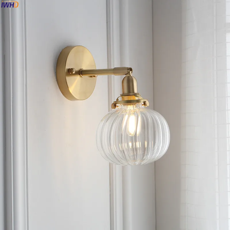 IWHD Nordic Modern LED Wall Sconce Bedroom Bathroom Mirror Light Glass Ball Wall Lamp Wandlamp Aplique Luz Pared