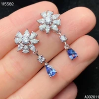 kjjeaxcmy fine jewelry 925 sterling silver inlaid natural tanzanite female earrings ear studs fashion support detection