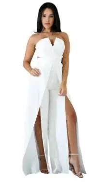 Женский Летний комбинезон без бретелек с открытыми плечами широкие бедра