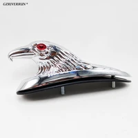 eagle head fender ornament chrome motorcycle accessories cafe racer motocross bonnet mount decor red lighted eye for c400gt