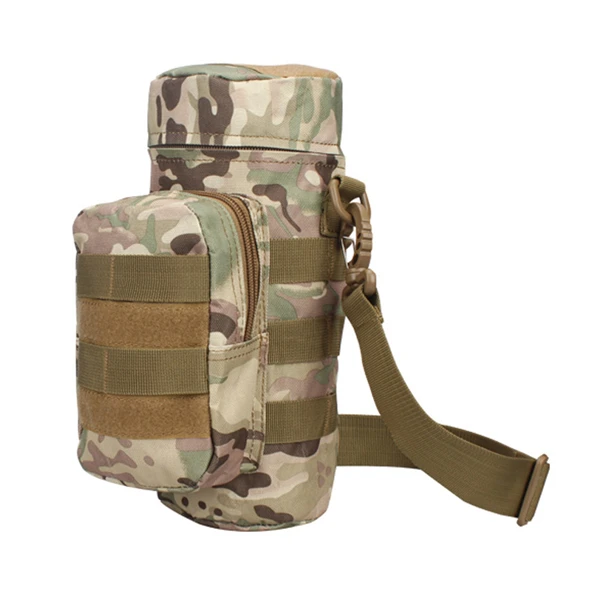 CP Camo Nylon Water Bag Pouch Metal Clip Molle Bottle Kettle Shoulder Bag Tactical Military Gears For Outdoor Travel Camping Hiking - Цвет: CP