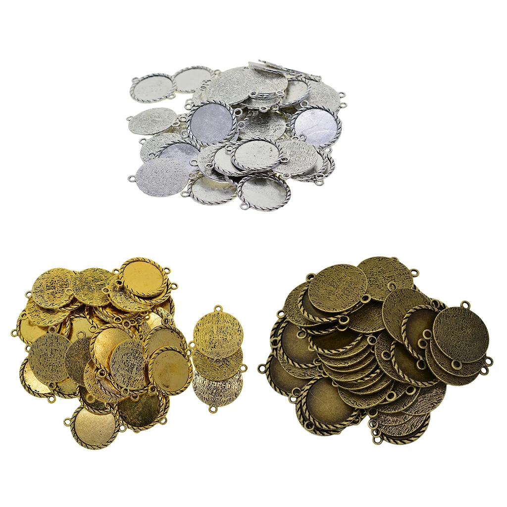 

50 Pieces Empty Cabochon Pendant Set Bezel Pendant Setting Blank for Jewelry Making