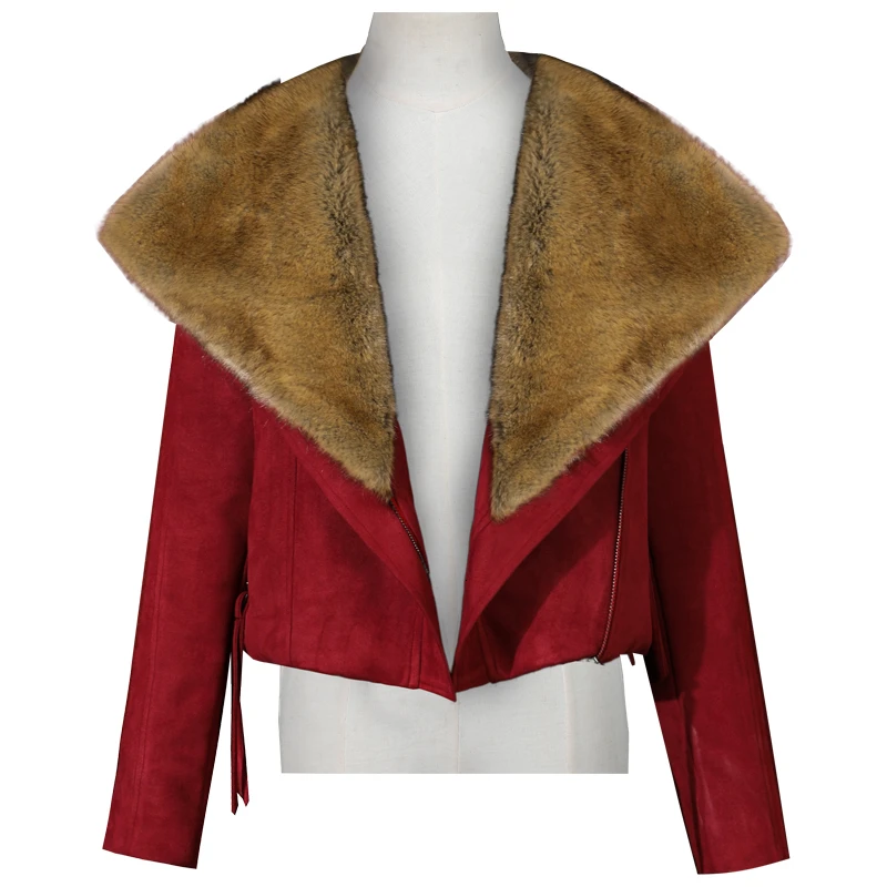 LANMREM 2020 шуба женская короткая Новинка модная мотоциклетная замша с большим
