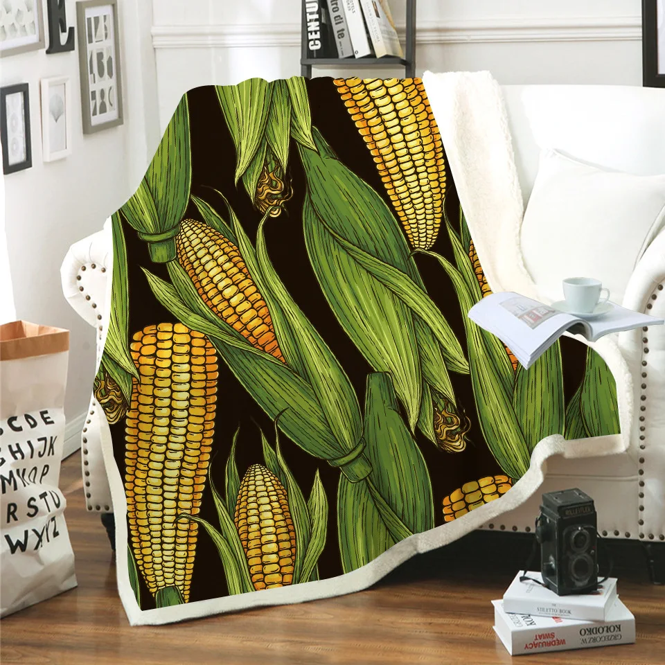 Шерстяное одеяло с изображением вкусной пиццы кукурузы пончиков шерстяное 3D