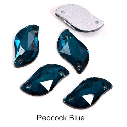 Peocock Blue Горячее предложение! Распродажа! 3 размера красный S лист формы пришить стразы с отверстиями Flatback Стеклянные стразы шьют-на Стразы для шитья одежды B0176 - Цвет: Peocock Blue