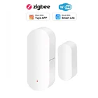 Умный датчик окон и дверей, Wi-FiZigBee, для магазина, домашней безопасности, приложение Tuya Smart Life, удаленный контроль состояния датчика в реальном времени