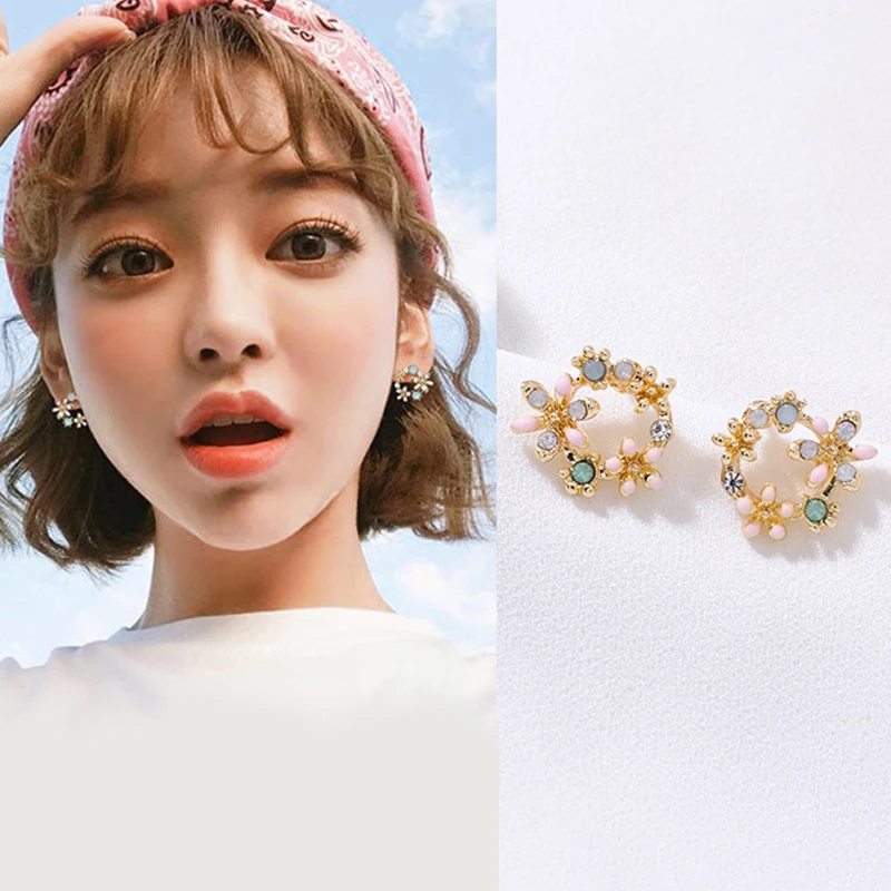 Flowers Stud Earrings Vintage 925 Silver Dangle Crystal shiny Drop Jewelry Petals Diamond Garland New | Украшения и аксессуары