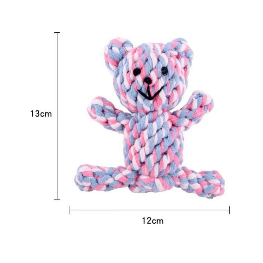 

1 Piece Pet Teeth Cleaning Ropes Cute Braided Rope Toy Knotted Bear Rope Toys for Pet Dog Puppy Cat Chew Toy Random Color