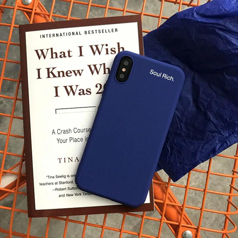 Simple Letter Scrub Blue Phone Case for iPhone 6 6s 7 8 Plus X Xs XR Max Hard PC Back Cover |