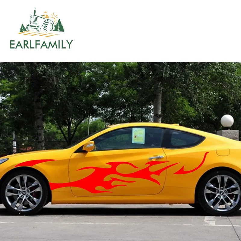 EARLFAMILY 200 см x 37 9 2x графическая Автомобильная наклейка с горячим огнем спортивные