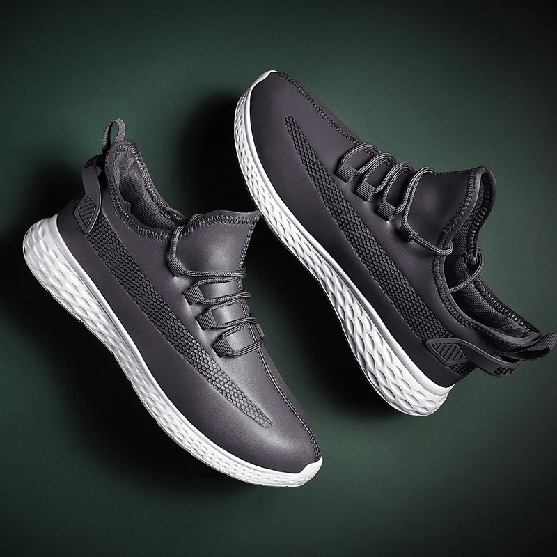 Удобные мужские повседневные туфли кожаные на плоской подошве уличная Модная