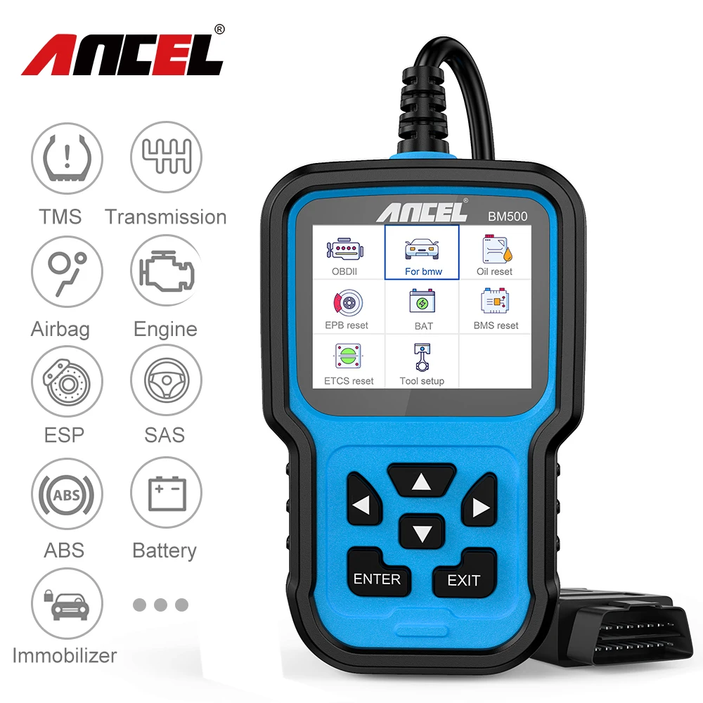 Автомобильный сканер ANCEL BM500 OBD2 профессиональный считыватель кодов EPB SAS SRS TPMS Reset