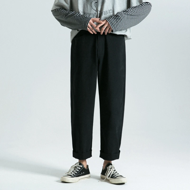 

2019 Men's Fashion Soft Cotton Casual Pants 5 Color Trousers Loose Comfortable Male White Straight Pants Big Size S-2XL