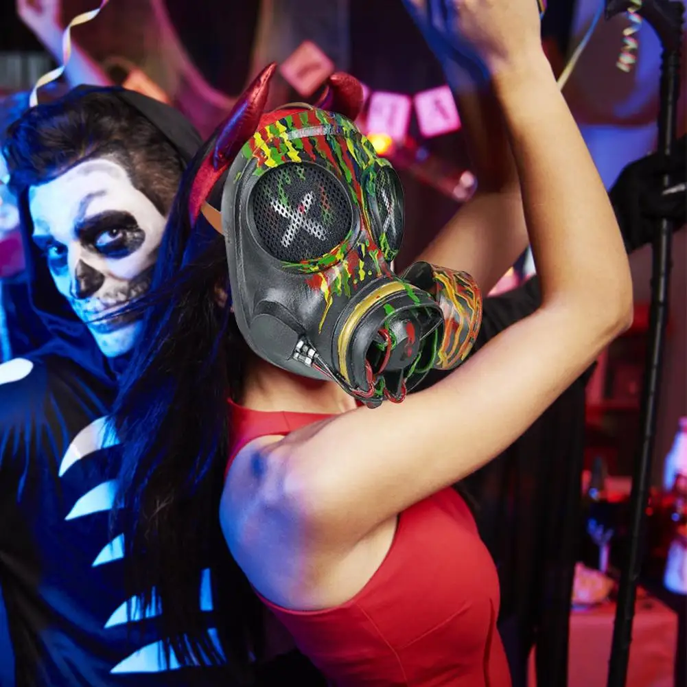 Маска к Хэллоуину в ретро стиле с камуфляжным принтом из латекса панк противогаз