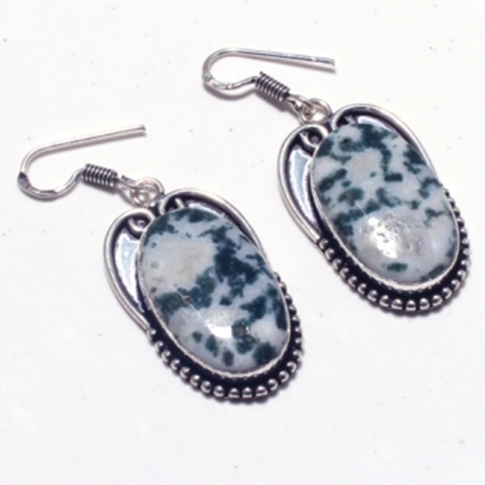 Женские серьги из серебра и агата ручной работы натурального дерева E5310 |