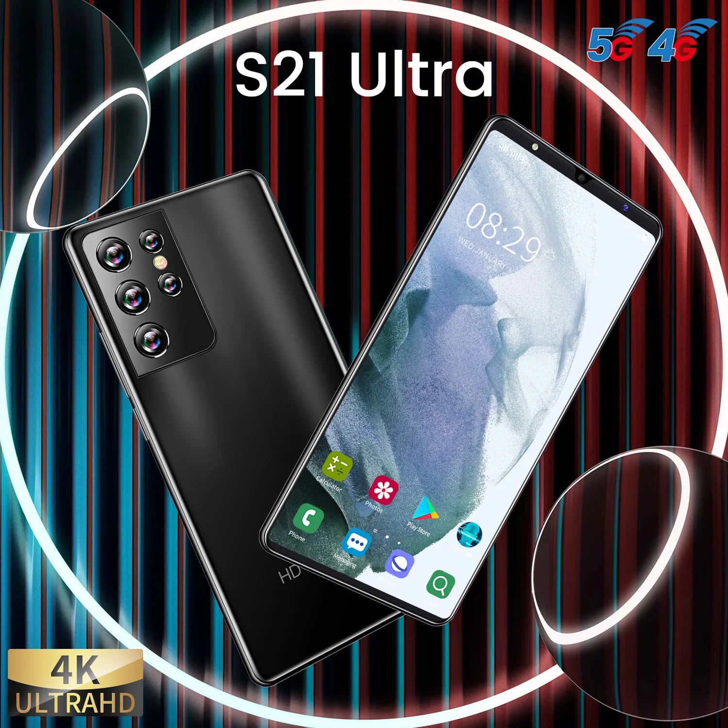 Global Version S21 Ultra 5.0 Inch Full Screen Smartphone Face Fingerprint Unlock 6GB+128GB Dual SIM 4G 5G Network | Мобильные