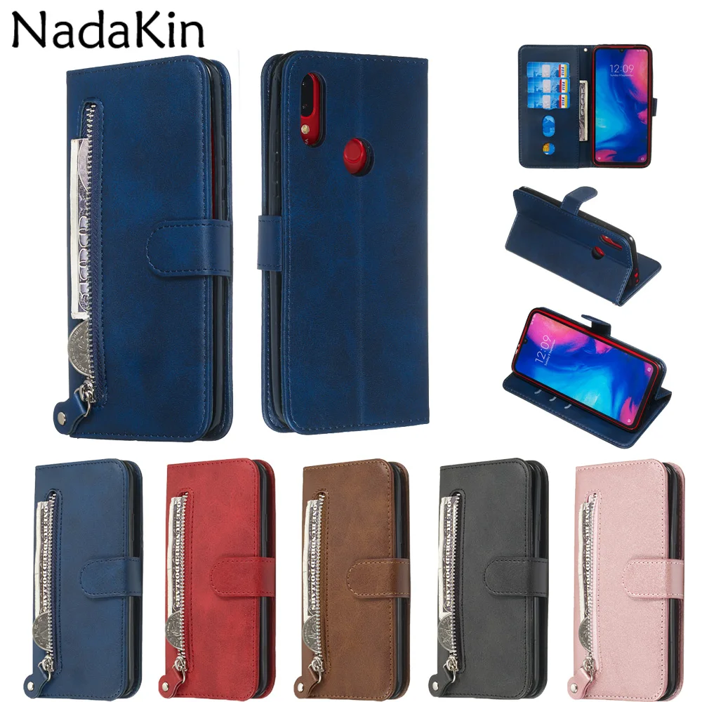 Чехол книжка на молнии с бумажником для телефона Xiaomi mi 9T A2 Lite Red 7 6 Pro Note K20