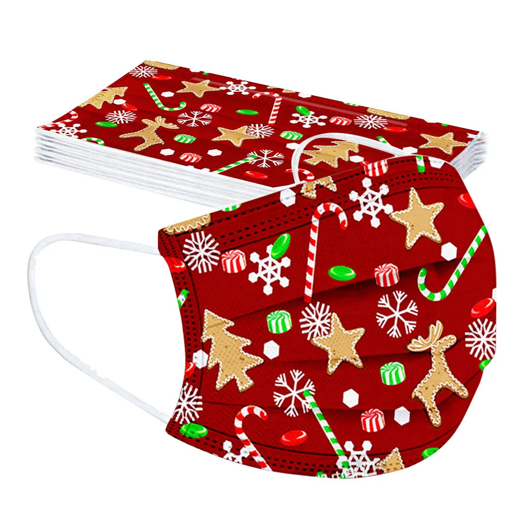 10 шт. Одноразовые Дышащие маски с рождественским принтом| |