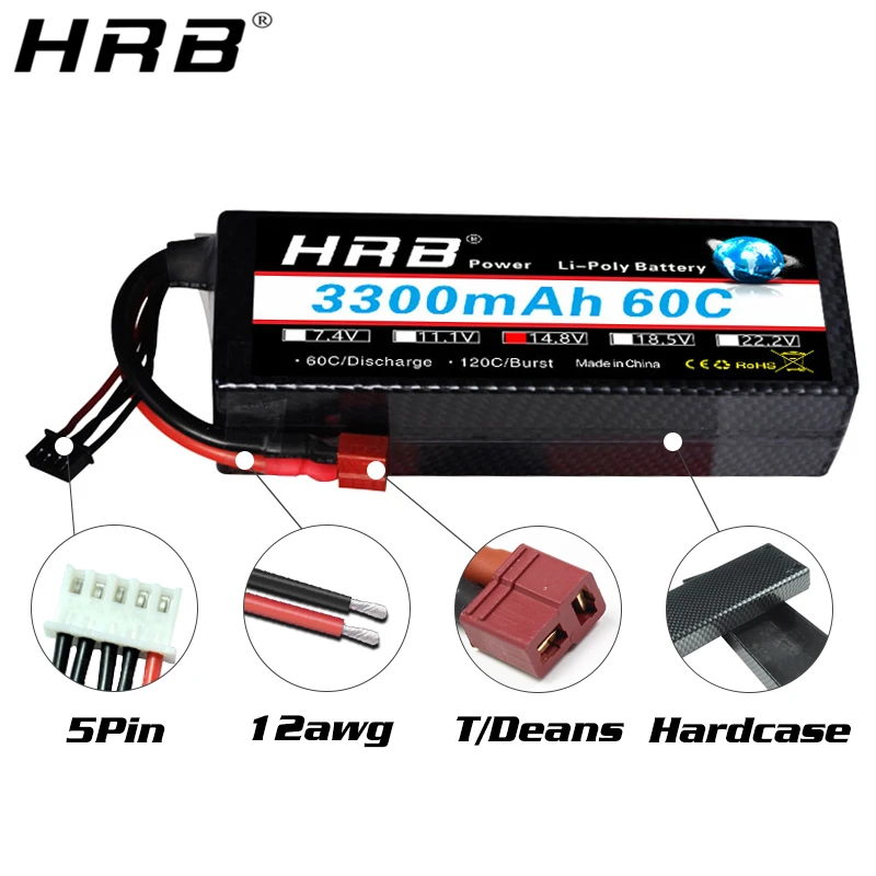 HRB 14 8 V Lipo аккумулятор 3000 3300 мач 3600 4000 5200 5500 6000 7000 Deans T Plug TRX XT60 жесткий чехол RC