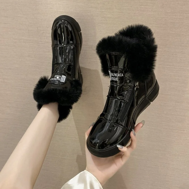 

White Ankle Boots Side Zipper Female Causal Shoes Platform Sneakers Winter Warm Shoes Women Snow Boots Sneakers Botas De Mujer