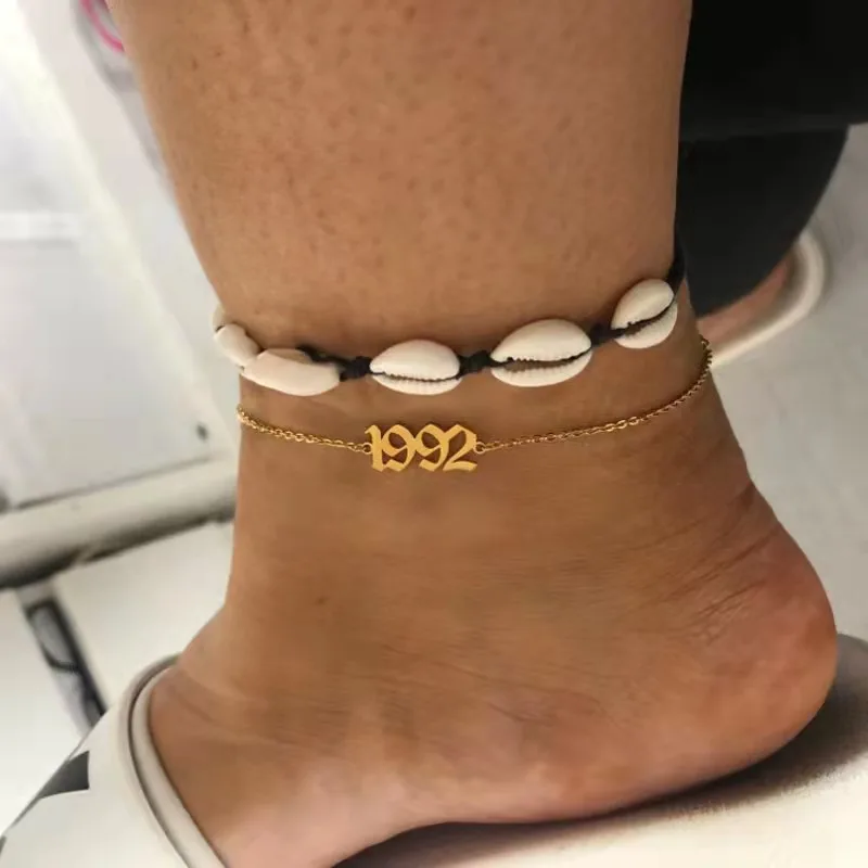 

Personalized Customized Stainless Steel Letter Anklet Fashion Chain Ankle for Women Custom Arabic Number Anklet Jewelry Gift