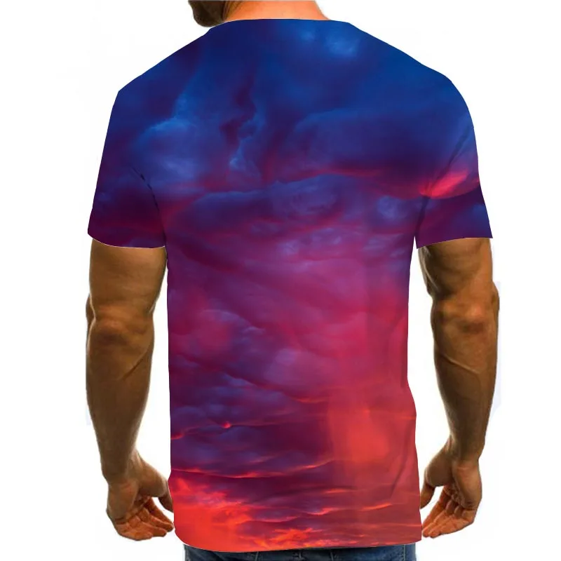 

Men Graphic T Shirts Round Neck 3D Print Short Sleeve Daily Tops Orange Cloud Tees