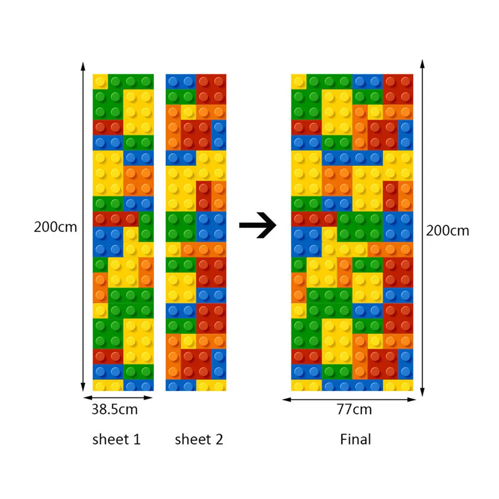 2 шт./компл. для дома креативные цветные строительные блоки двери сделай сам 3D наклейки узор комнаты