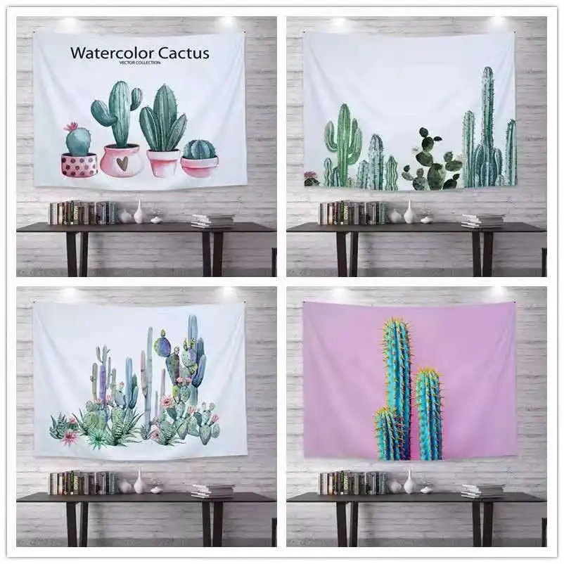 

Tapestry Background Cloth Blanket Simple Ins Nordic Plant Cactus Hanging Bedroom Lovely Wall Room Decor Decoration Hippie Family