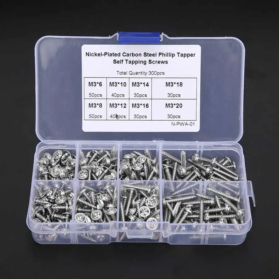 300 шт./кор. Самонарезающий винт комплект Резьбовая вставка Никель покрытый