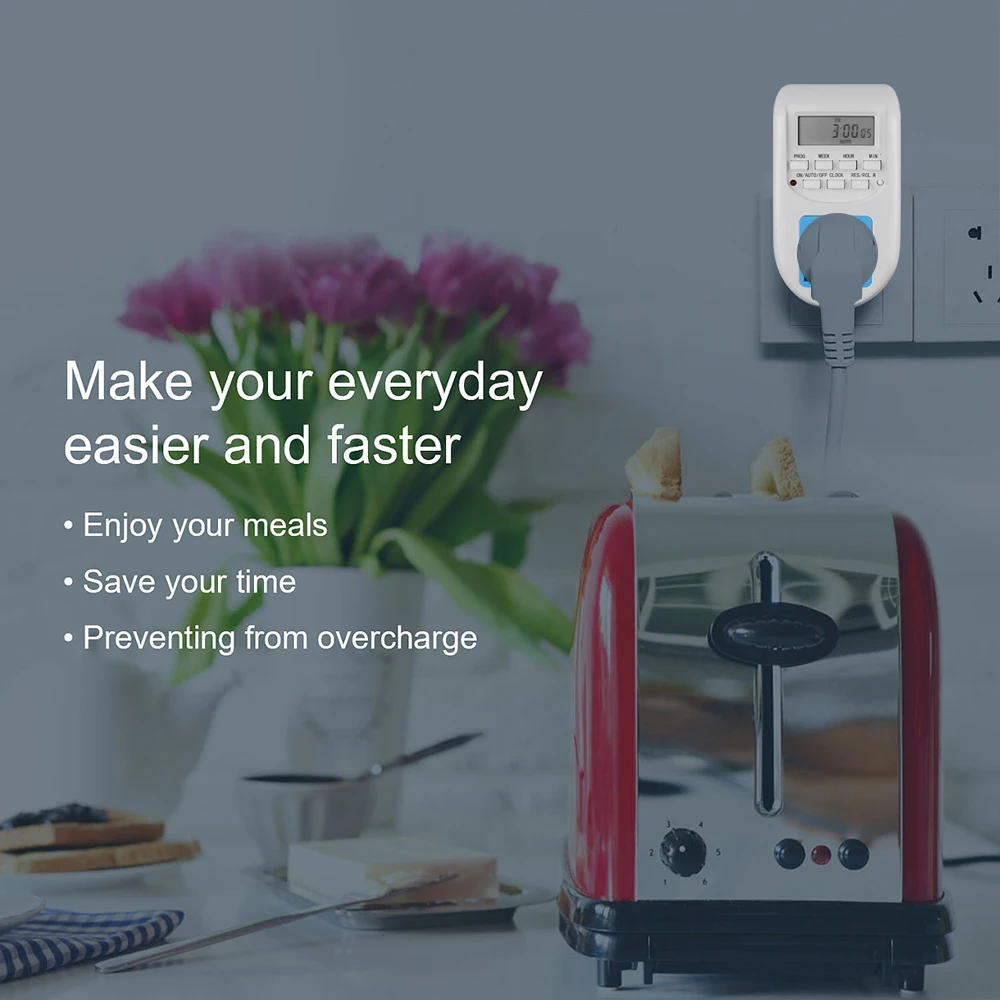 KEBIDU 220V Smart Digital Timer Energy Saving Programmable Electronic Socket Switch EU Plug For Home | Электроника