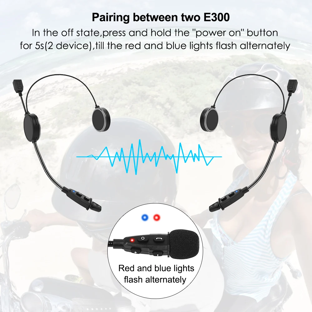 2 шт. EJEAS E300 переговорное устройство для мотоциклетного шлема Bluetooth 4 AUX 40 мм