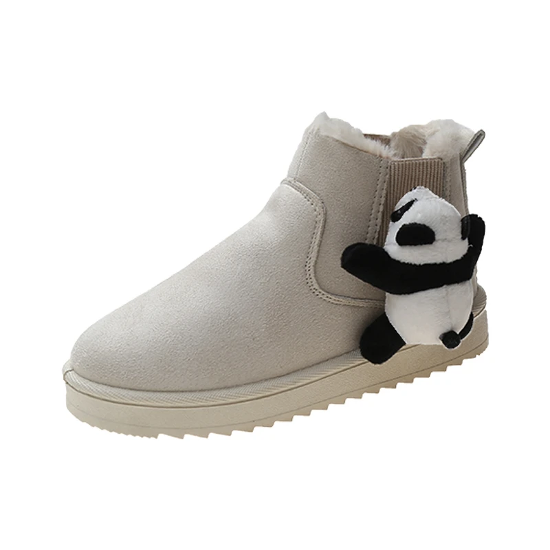 

Женские ботинки без шнуровки, однотонные ботинки из флока на среднем каблуке, с круглым носком, с цветочным принтом, размеры 36-41, для зимы, 2021