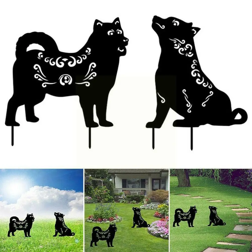 

2021 The Latest Cute Animal Garden Ornament Acrylic Pattern Decoration Lawn Courtyard Hollow Dog B1P4