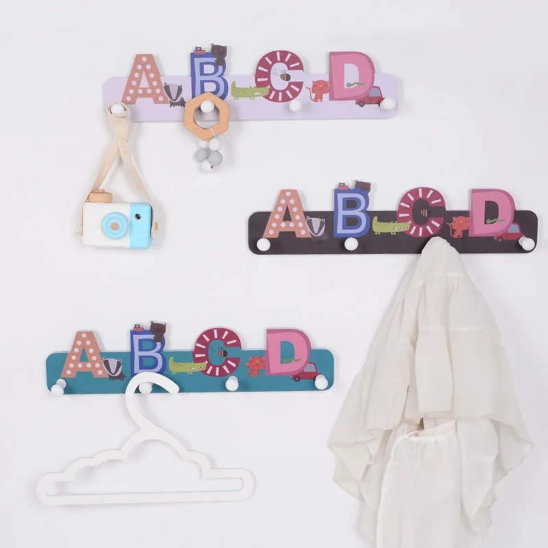 Мультяшная настенная вешалка ABCD креативная самоклеющаяся полка для хранения