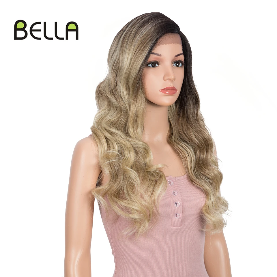 Парики из синтетического кружева натуральные волнистые 613 блонд коричневый цвет