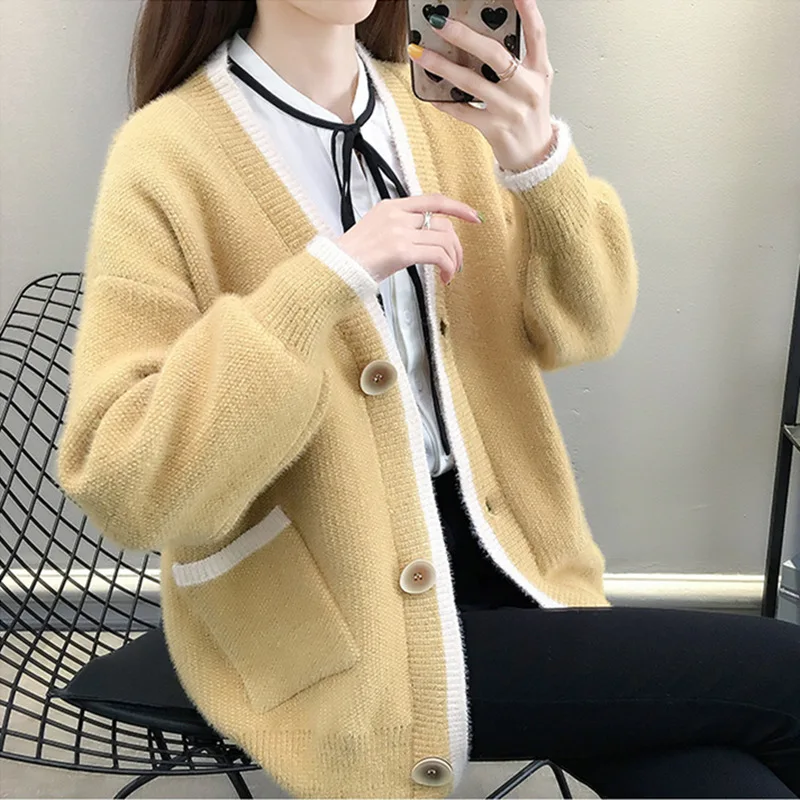 

Sweater jacket female spring wear 2020 new loose jacket knitted cardigan womens sweaters