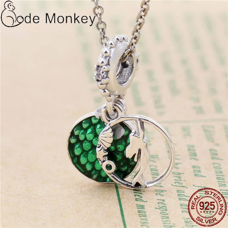 CodeMonkey хит продаж 100% настоящая 925 пробы серебро Русалочка бусины подвески