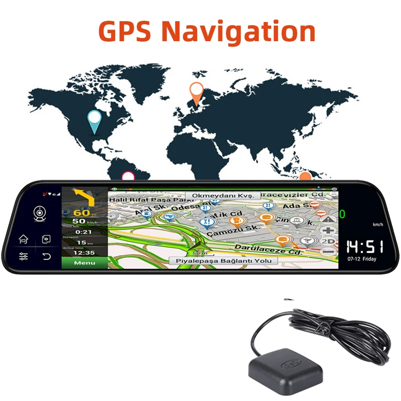 Bluavido 1" ips 4G Android 8,1 Автомобильное зеркало заднего вида DVR камера gps 2GB ram ADAS WiFi Bluetooth FHD 1080P видеорегистратор