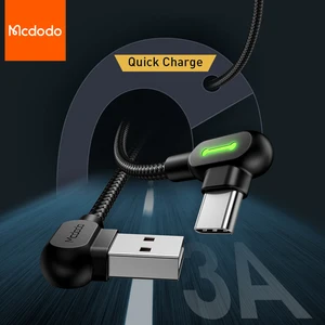 Кабель Micro USB MCDODO, 3 А, USB Type-C, светодиодный шнур для быстрой зарядки и передачи данных для Samsung S21 S9 Huawei P40 Pro Xiaomi POCO Redmi