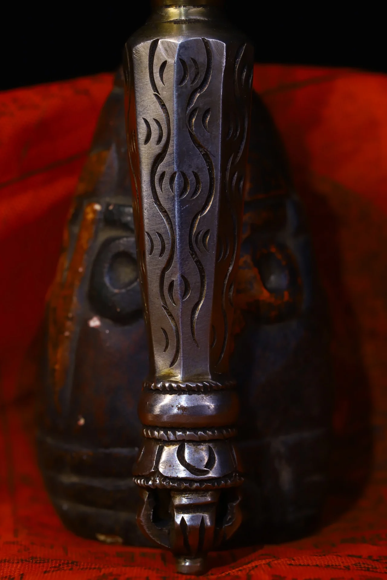 6 &quotТибетский храм коллекция старый Тианти киноварь цветок текстура голова